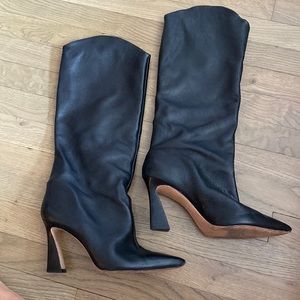 Schutz tall heeled black leather boots